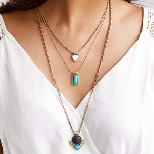 Layered Gemstone Necklace Set